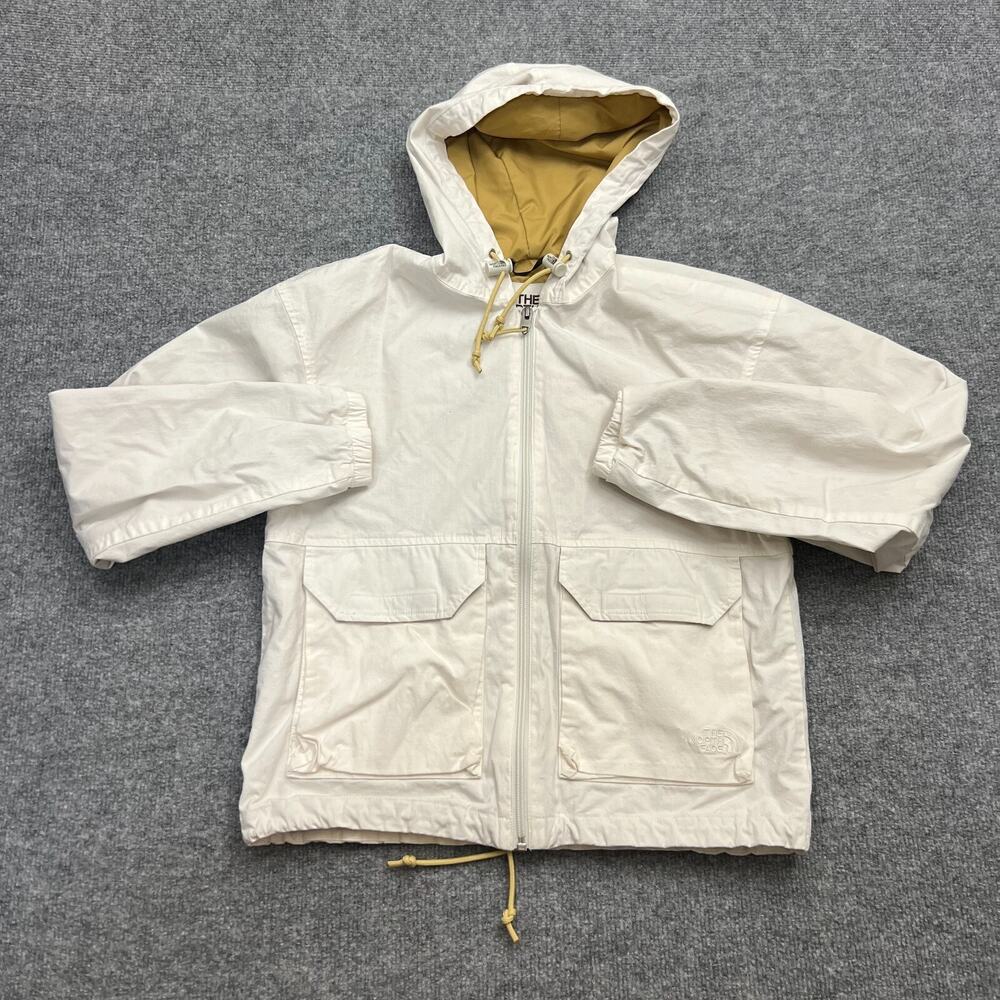 The North Face Windwall Women's Jacket Size XS White Full Zip Hooded Windbreaker